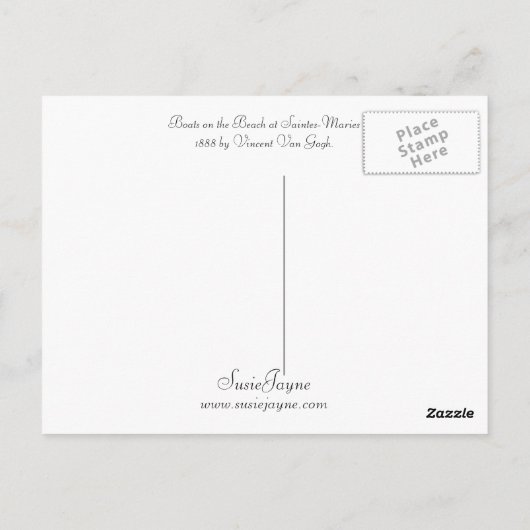 Boote am Strand von Saintes-Maries Postkarte (Rückseite)