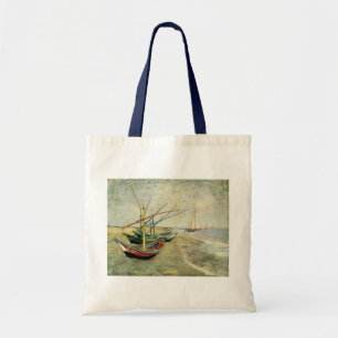 Boote am Strand von Saintes-Maries Tragetasche