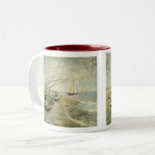 Boote am Strand von Saintes-Maries Zweifarbige Tasse (Vorderseite Links)