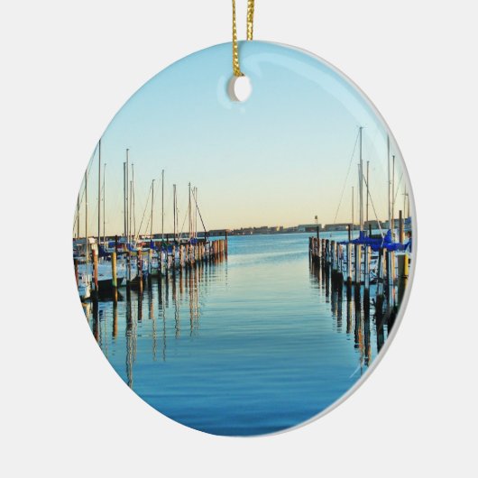 Boote am Yachthafen von Shirley Taylor Keramikornament (Links)