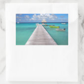 Boote an einem Steg im pazifischen Rechteck-Aufkle Rechteckiger Aufkleber (Tasche)