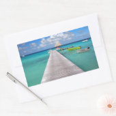 Boote an einem Steg im pazifischen Rechteck-Aufkle Rechteckiger Aufkleber (Umschlag)