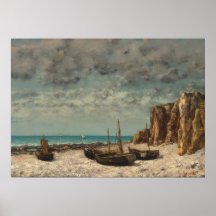 Boote an einem Strand - Gustave Courbet Kunst
