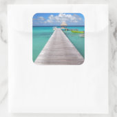 Boote an einer Anlegestelle im Pazifikaufkleber Quadratischer Aufkleber (Tasche)