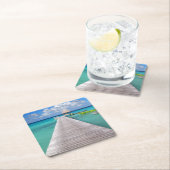 Boote an einer Anlegestelle im pazifischen Rechteckiger Pappuntersetzer (Vor Ort)