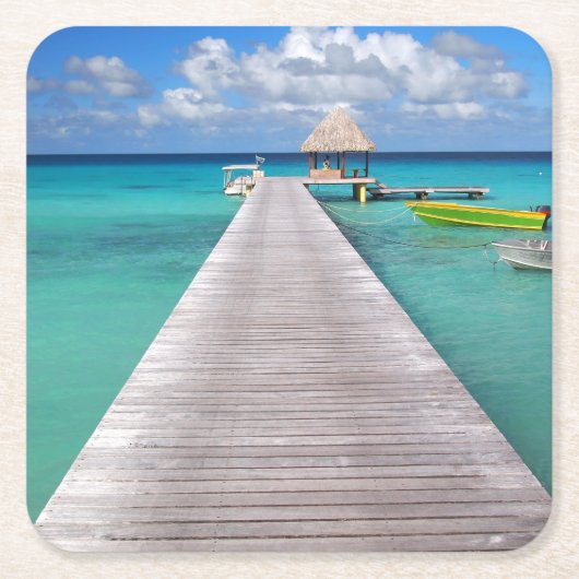 Boote an einer Anlegestelle im pazifischen Rechteckiger Pappuntersetzer (Vorderseite)