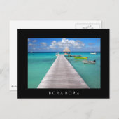 Boote an einer Anlegestelle in Bora Bora, schwarze Postkarte (Vorne/Hinten)