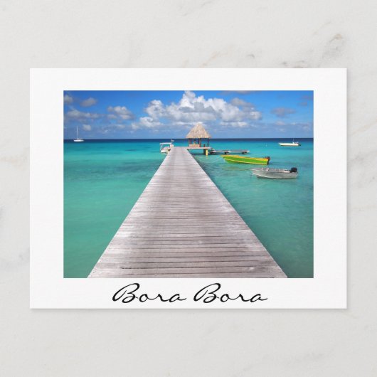 Boote an einer Anlegestelle in Bora Bora weiße Pos Postkarte (Vorderseite)