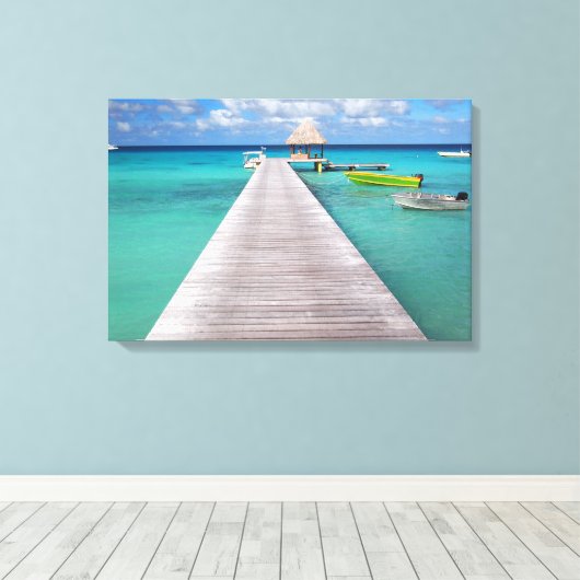 Boote an einer Anlegestelle in der pazifischen Lei Leinwanddruck (Insitu (Holzboden))