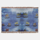 Boote Aquarell Blue Sea Throw Blanket Decke (Vorderseite)