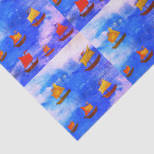 Boote Aquarellfarbe Blaue See Custom Gewebe Papier (Ausschnitt)