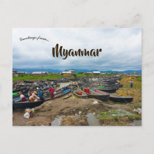 Boote auf dem Inle Lake Bagan Yangon Myanmar Postkarte
