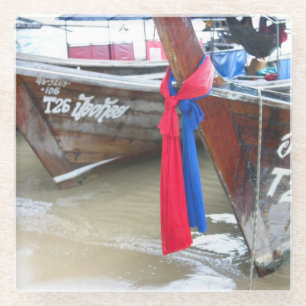 Boote auf den Phi-Phi-Inseln des Strand- , Glasuntersetzer