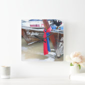 Boote auf den Phi-Phi-Inseln des Strand-|, Quadratische Wanduhr (Zuhause)
