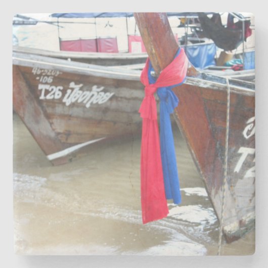 Boote auf den Phi-Phi-Inseln des Strand-|, Steinuntersetzer (Vorderseite)