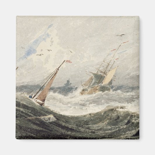 Boote auf einem Sturmmeer (w/c über Grafit auf dem Magnet (Vorne)