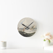 Boote auf einem Sturmmeer (w/c über Grafit auf dem Runde Wanduhr (Zuhause)