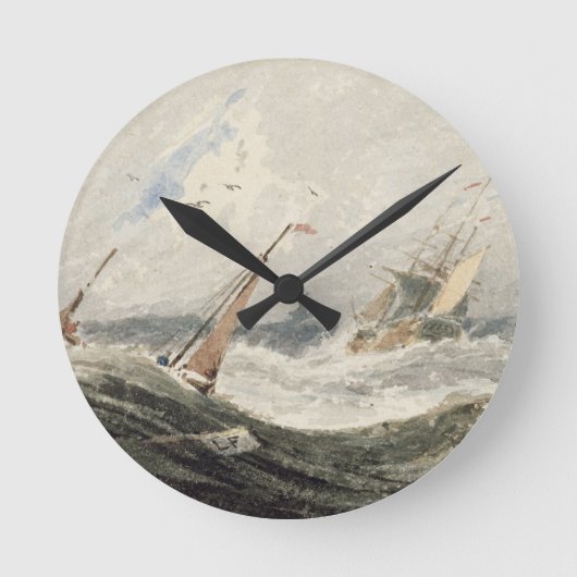 Boote auf einem Sturmmeer (w/c über Grafit auf dem Runde Wanduhr (Vorderseite)