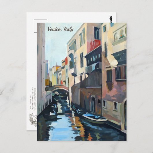 Boote auf einem Venezianischen Kanal | Venedig, It Postkarte (Vorne/Hinten)