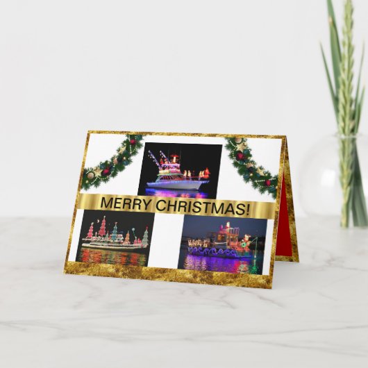 Boote auf Weihnachtskarten Feiertagskarte (Vorderseite)