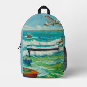Boote Beach Sea Flugzeug Überall im Print-Rucksack Bedruckter Rucksack (Vorderseite)