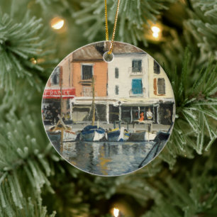 Boote bei Cassis Provence Frankreich Keramik Ornament