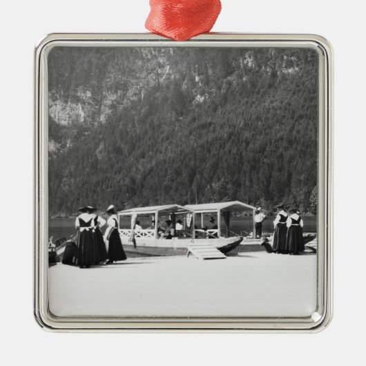 Boote bei Konigssee, c.1910 Silbernes Ornament (Vorne)