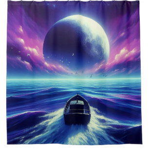 Boote bei Nacht Duschvorhang
