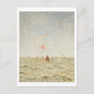 Boote bei Sonnenaufgang (Öl auf Tafel) Postkarte