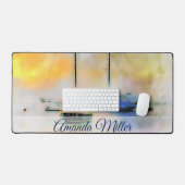 Boote bei Sonnenuntergang personalisiert Schreibtischunterlage (Tastatur & Maus)