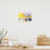 Boote bei Sonnenuntergang Poster (Küche)