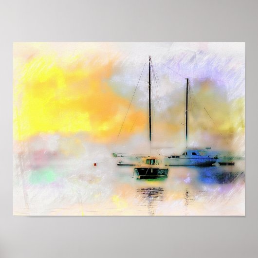 Boote bei Sonnenuntergang Poster (Vorne)