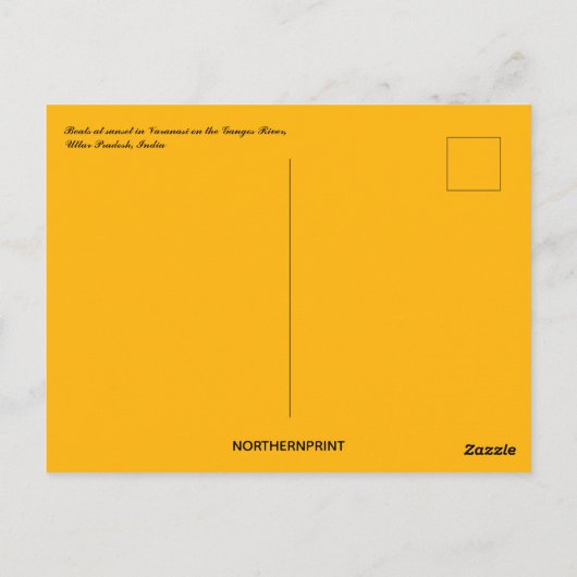 Boote bei Sunset am Ganges River Indien Postkarte (Rückseite)