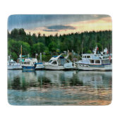 Boote bei Sunset auf der Insel Bainbridge Schneidebrett (Vorderseite)