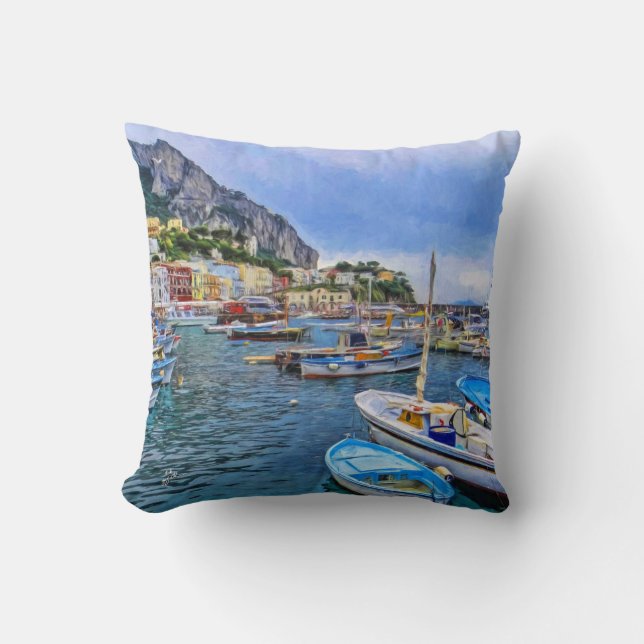Boote Capri Italien der Reise-Foto-Kunst Kissen (Vorderseite)
