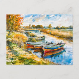 Boote, die am Fluss Havelland liegen Postkarte