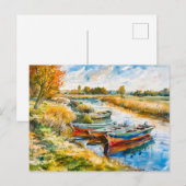 Boote, die am Fluss Havelland liegen Postkarte (Vorne/Hinten)