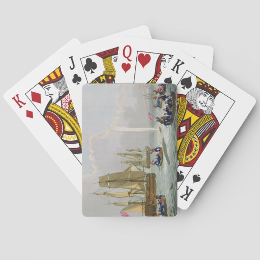 Boote, die einem Wal, graviert durch Spielkarten (Rückseite)