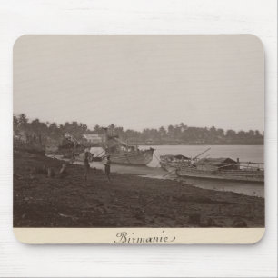 Boote, die Reis auf dem Fluss Thanlwin Mousepad