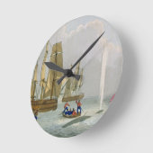Boote, die sich einem Wal nähern, graviert von Mat Runde Wanduhr (Winkel)