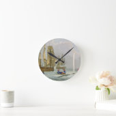 Boote, die sich einem Wal nähern, graviert von Mat Runde Wanduhr (Zuhause)