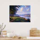 Boote entlang des stillen Flusses Poster (Küche)