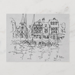 Boote im Hafen von Honfleur   Normandie, Frankreic Postkarte