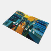 Boote im HafenSunset Fußmatte (Schrägansicht)