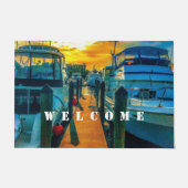 Boote im HafenSunset Fußmatte (Vorderseite)