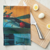 Boote im HafenSunset Geschirrtuch (Viertel Falte)