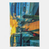 Boote im HafenSunset Geschirrtuch (Vertikal)