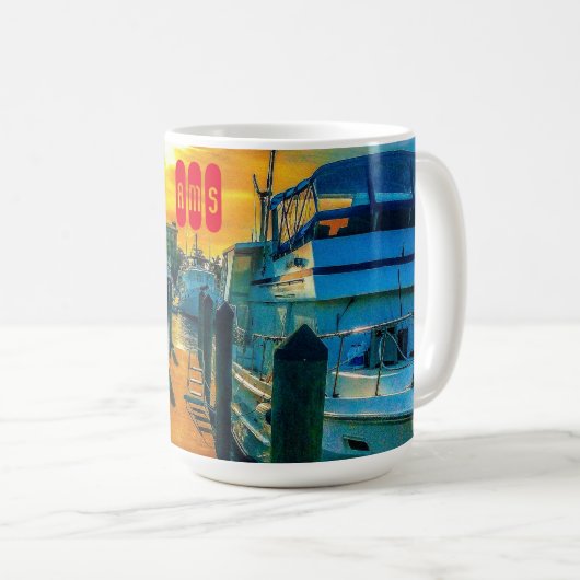 Boote im HafenSunset Kaffeetasse (VorderseiteRechts)