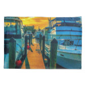 Boote im HafenSunset Kissenbezug (Rückseite-Links)