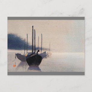 Boote im Nebel, Watanabe Seitei Postkarte
